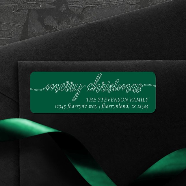 God jul-skript | Modern Grönt Adress Returadress Etikett (Skapare uppladdad)