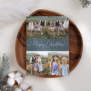 God jul-skript Slate Blue Multi Photo Julkort