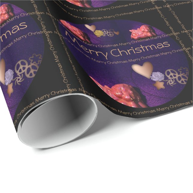 God jul skrivet i linjer - Ribbon - Presentpapper (Rullad Hörn)