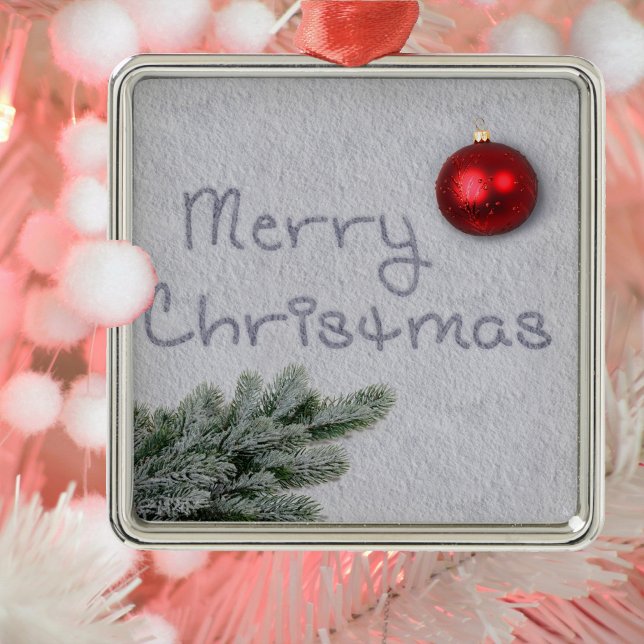 God jul skrivet i Snö Julgransprydnad Metall (Skapare uppladdad)