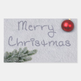 God jul skrivet i Snö Rektangulärt Klistermärke