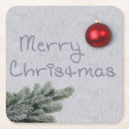 God jul skrivet i Snö Underlägg Papper Kvadrat