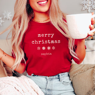 God jul Skrivmaskinstext och Snöflingor T Shirt