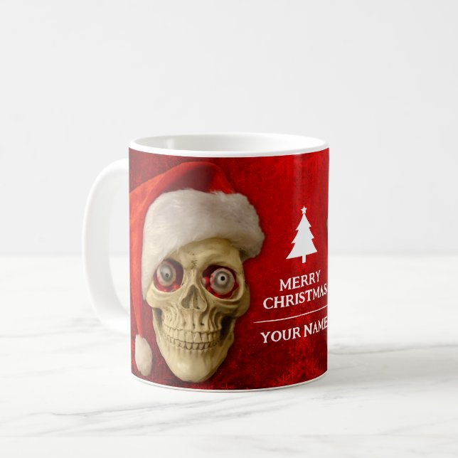 God jul. Skull med julhatt Kaffemugg (Framsida vänster)