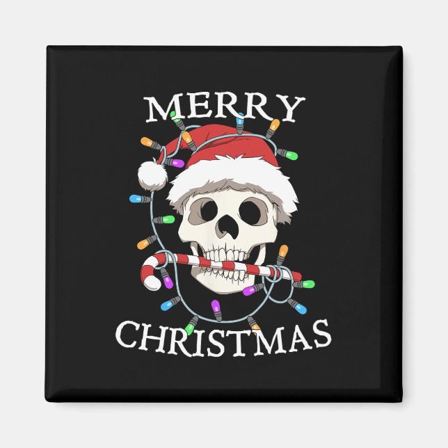 God jul Skull Skeleton Manar Kvinnor Magnet (Framsidan)