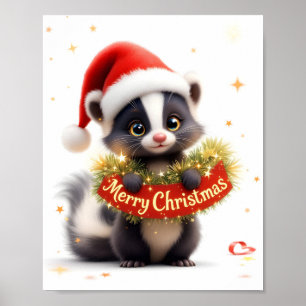 God jul Skunk-utskrift Poster