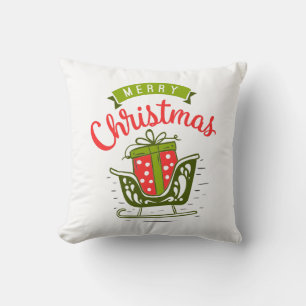 God Jul Släd Röda Gröna Snöflinga Mönster Kudde