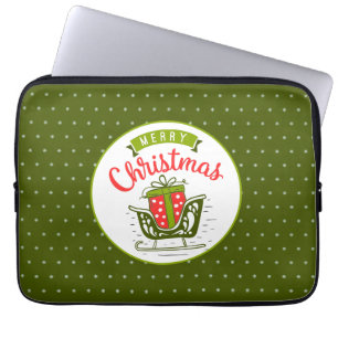 God Jul Släd Röda Gröna Snöflinga Mönster Laptop Fodral