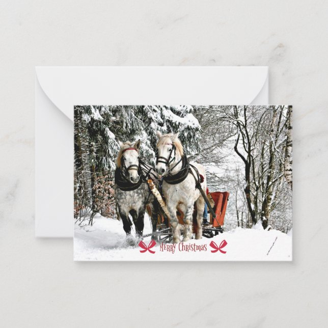 God jul! Slädtur på landet Anteckningskort (Framsida)