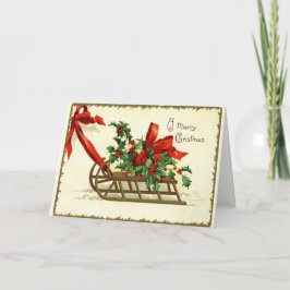 God jul Sled Vintage Reproduction Kort