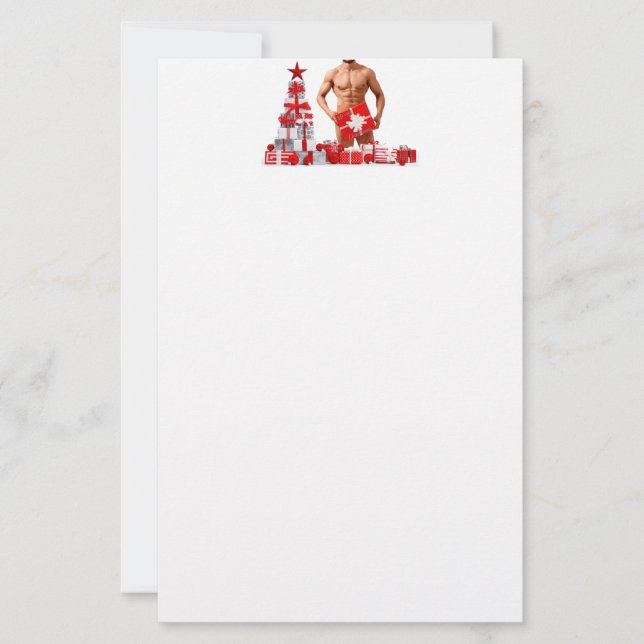 God Jul SlipperyJoe röd vit silver present  Brevpapper (Framsida)