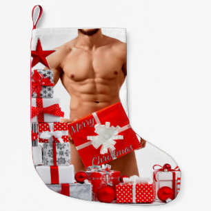 God Jul SlipperyJoe röd vit silver present Liten Julstrumpa