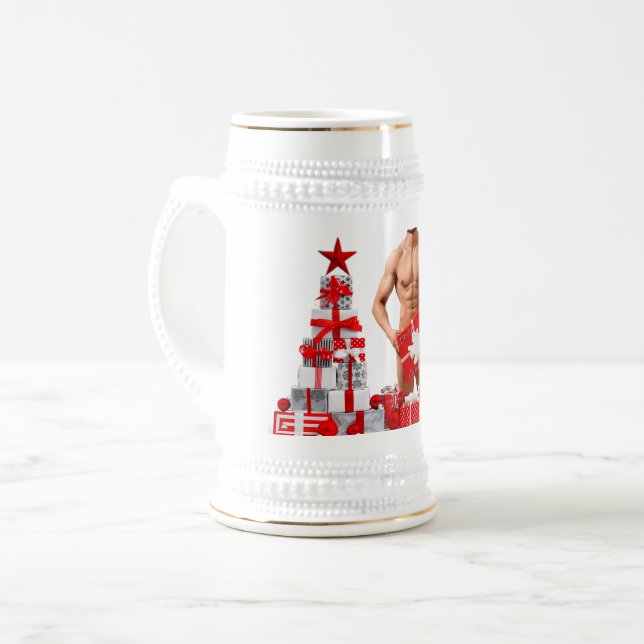 God Jul SlipperyJoe röd vit silver present  Sejdel (Framsida vänster)