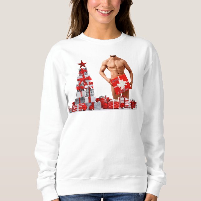 God Jul SlipperyJoe röd vit silver present  T Shirt (Framsida)