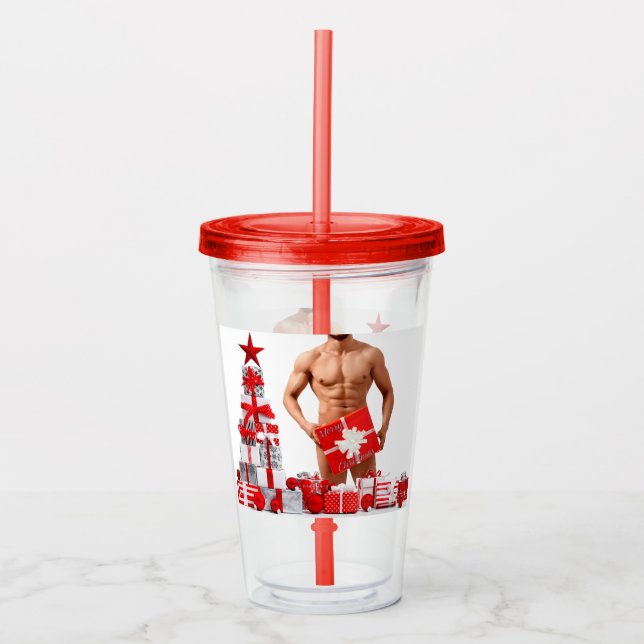 God Jul SlipperyJoe röd vit silver present  Take Away Mugg (Framsida)