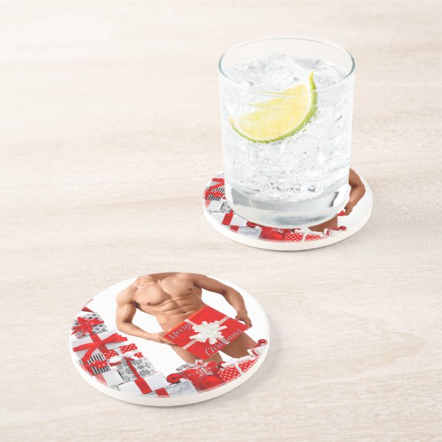 God Jul SlipperyJoe röd vit silver present  Underlägg (Sidan)