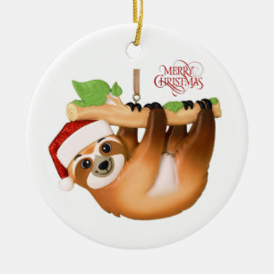 God jul Sloth Ceramic Ornament