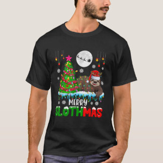God jul Sloth Costume Santa Reindeer Julafton T Shirt