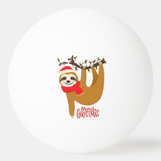 God jul Sloth Cute Festive Helgdagars Pingisboll (Framsidan)