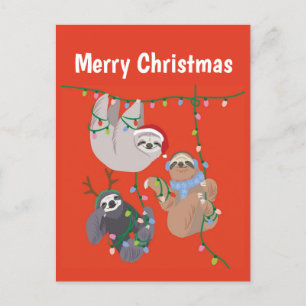 God jul Sloth Helg Vykort