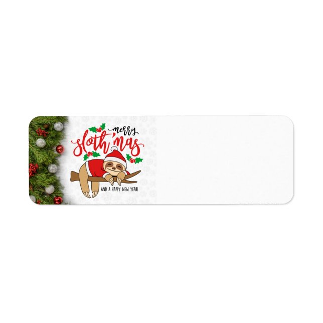 God jul Sloth Helgdag-etikett Returadress Etikett (Framsidan)