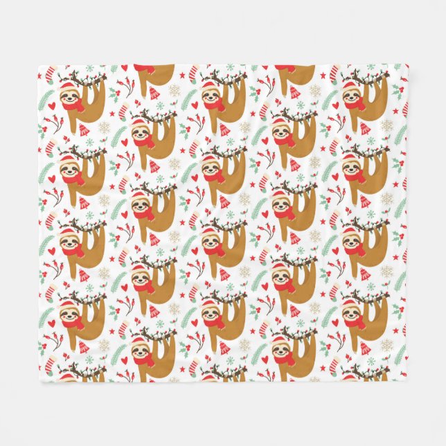 God jul Sloth | HELGDAGAR Fleecefilt (Framsidan (Horisontell))