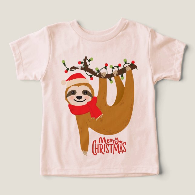 God jul Sloth Helgdagars T Shirt (Design Framsida)