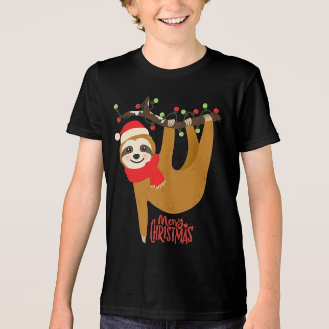 God jul Sloth Helgdagars T Shirt (Framsida)