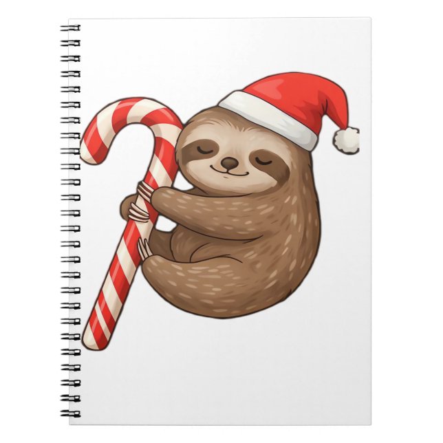 God Jul Sloth Hugger Candy cane Classic T-Shirt Anteckningsbok (Framsidan)
