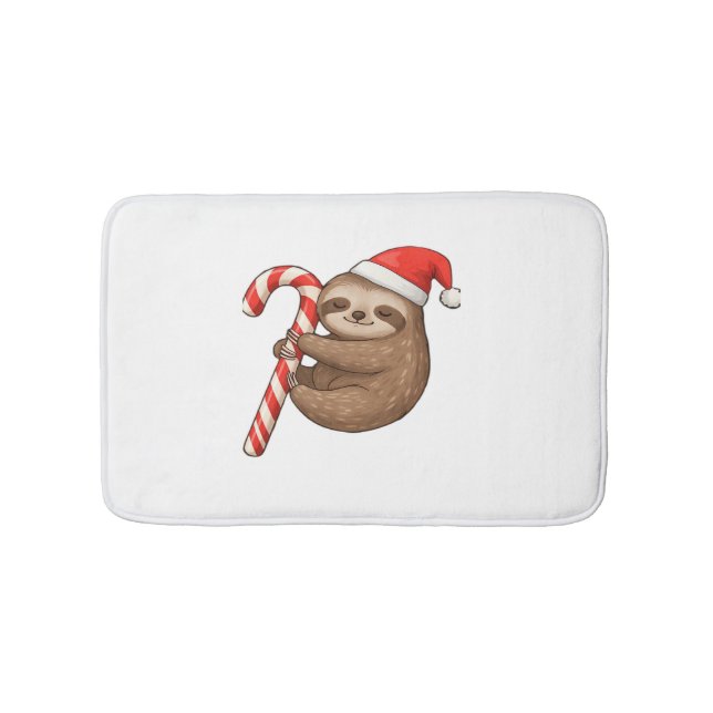 God Jul Sloth Hugger Candy cane Classic T-Shirt Badrumsmatta (Framsidan)