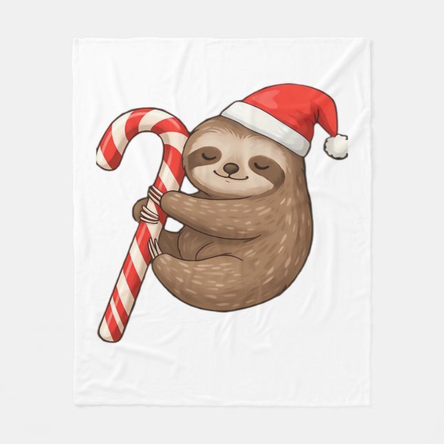 God Jul Sloth Hugger Candy cane Classic T-Shirt Fleecefilt (Framsidan)