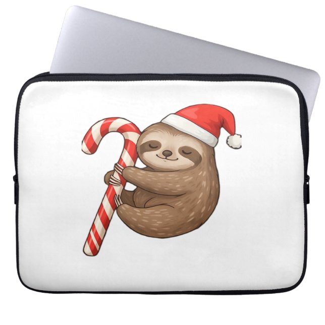 God Jul Sloth Hugger Candy cane Classic T-Shirt Laptop Fodral (Framsidan)