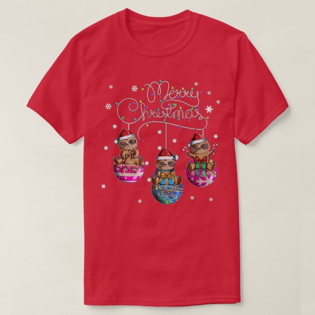 God jul Sloth jul Boll Motif Christm T Shirt (Design framsida)