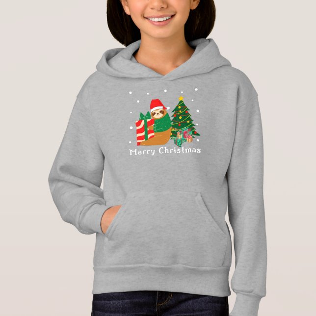 God jul Sloth jul Hoodie T Shirt (Framsida)
