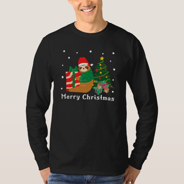 God jul Sloth jul T-Shirt (Framsida)