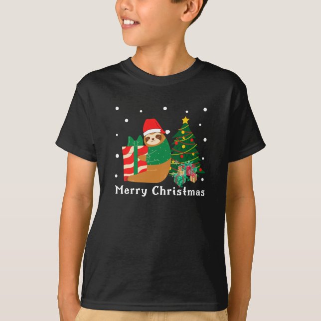 God jul Sloth jul T-Shirt (Framsida)
