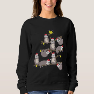 God jul Sloth Julgran Santa Hat Mer T Shirt