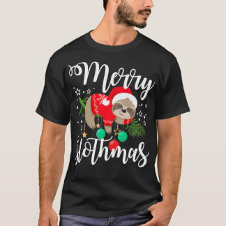 God jul Sloth Lazy Santa Hat T Shirt