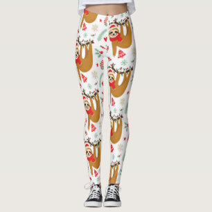 God Jul Sloth Mönster Leggings