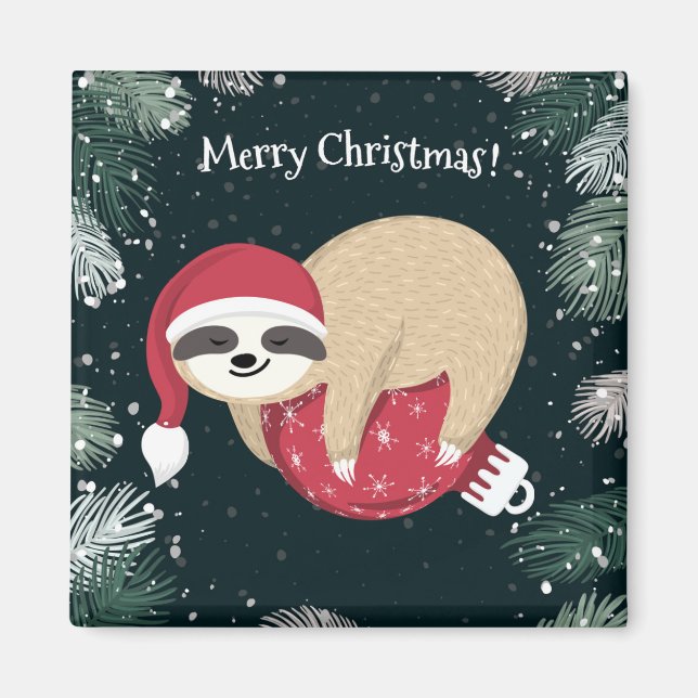 God jul Sloth Ornament Magnet (Framsidan)