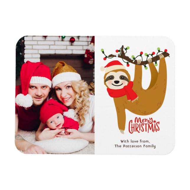 God jul Sloth Personlig Photo Magnet (Horisontell)