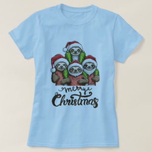God jul Sloth Squad Cute Relaxing Helgdag T Shirt