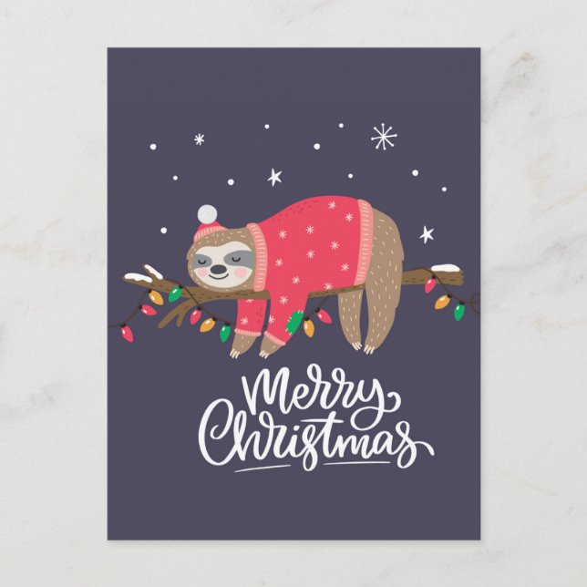 God jul Sloth Vykort (Framsida)