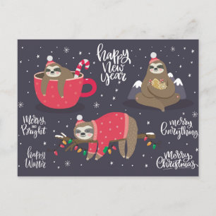 God jul Sloths Helg Vykort