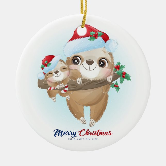 God jul Sloth's Julgransprydnad Keramik (Framsidan)