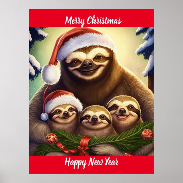God jul Sloths Poster (Framsidan)