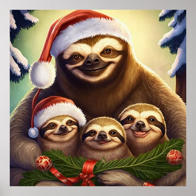God jul Sloths Poster (Framsidan)