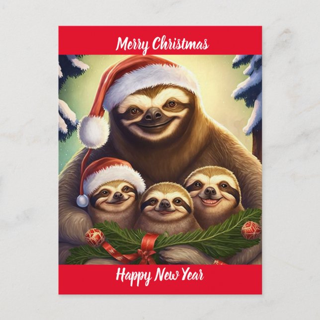 God jul Sloths Vykort (Framsida)