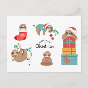 god jul Sloths Vykort