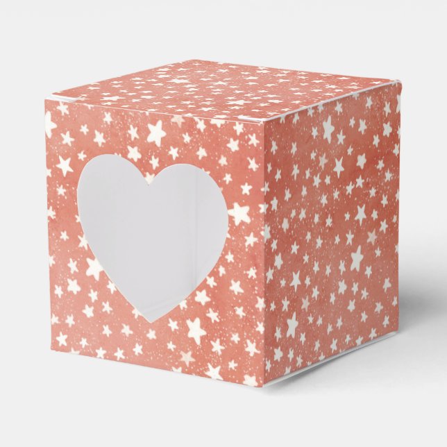 God Jul Små Vita Stjärnor Glittrar på Rött Presentaskar (Framsidan Sidan)